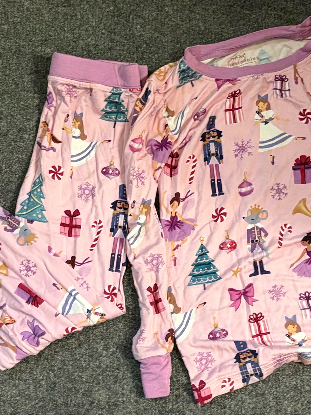 Little Sleepies Pink Nutcracker & Ballerina Holiday Pajama Set